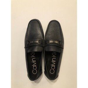 Calvin klein men's new black leather slip on loafers size: 11.5